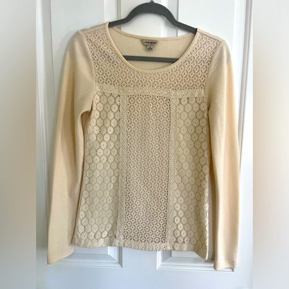 Lucky Brand Crochet Detail Top Womens Size SM